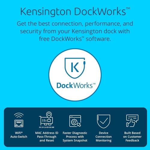Kensington SD4782P EQ Universal DisplayLink Docking Station, Dual 4K Video, 2xHDMI, 2xDisplayPort, with 100W Power Delivery, Ethernet, Audio