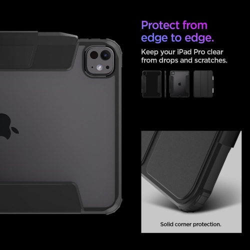 Spigen Ultra Hybrid Pro Designed for iPad Pro 11 inch Case M4 with Transparent Back and Pencil Holder - Black