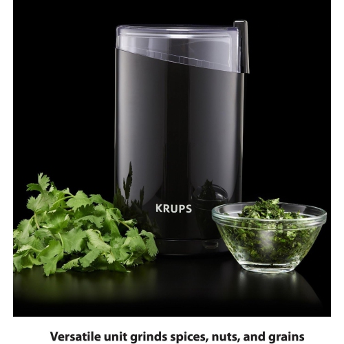 Krups – Moulin à café et à épices électrique F203 avec lames en acier inoxydable, 3 oz/85&nbsp;g, noir