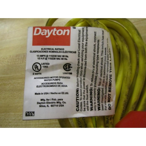 Dayton, 3BY81, Float Switch Hi Temp