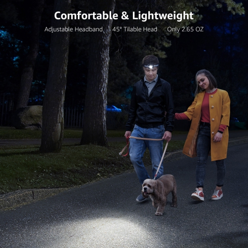 LE Headlamp Rechargeable 2-Pack, 2000 Lux Super Bright LED Headlamp with Red and White Light, 6 Lighting Modes Hardhat Head Lamp, Waterproof