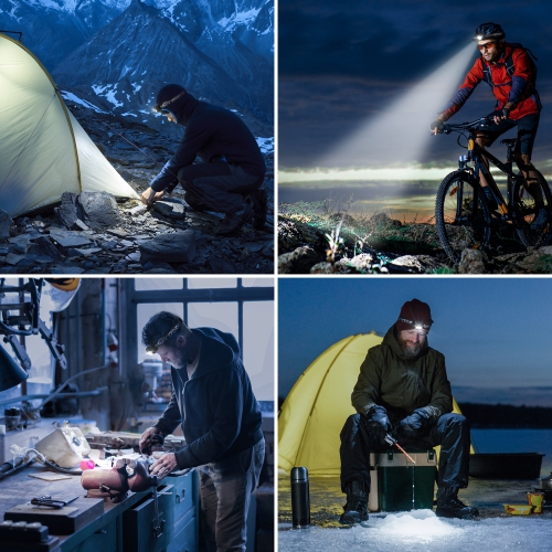 LE Headlamp Rechargeable 2-Pack, 2000 Lux Super Bright LED Headlamp with Red and White Light, 6 Lighting Modes Hardhat Head Lamp, Waterproof