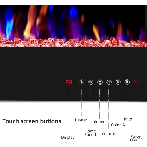 ZAFRO 30 inch Wall Mounted Recessed Electric Fireplace Insert, Ultra-Thin Lightweight LED Fireplace Heater, Fit 2x4&2x6 Stud w/Touch Screen,Remote