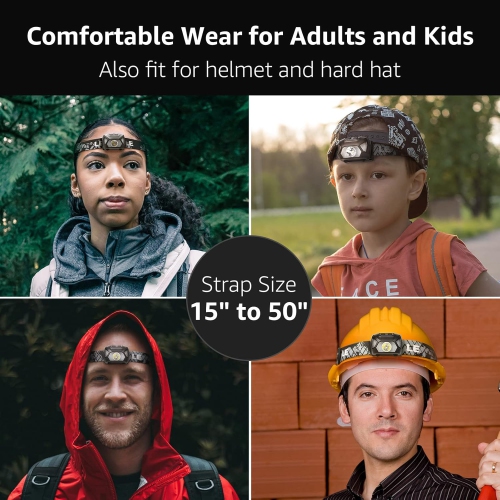 LE LED Headlamp 2-Pack, 1300 Lux Super Bright Battery Operated Head Lamp, White Red Light and 6 Lighting Modes, Lightweight Waterproof Hardhat