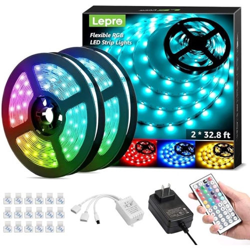 Lepro Led Lights, 65.6ft Led Light Strips, 600 LEDs Mother's Day Led Lights, 12V Dimmable Led Strip Lights with Remote Control, Led Lights Strip for