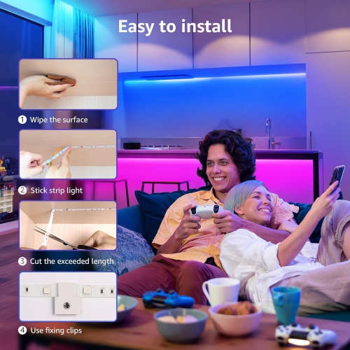 Lepro Led Lights, 65.6ft Led Light Strips, 600 LEDs Mother's Day Led Lights, 12V Dimmable Led Strip Lights with Remote Control, Led Lights Strip for