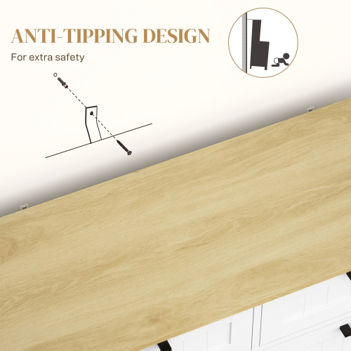 HOMCOM Farmhouse Tilt Out Garbage Cabinet, 10 Gallon Freestanding Kitchen Island with 2 Drawers and Spice Rack, Trash Cabinet with Storage for Dining