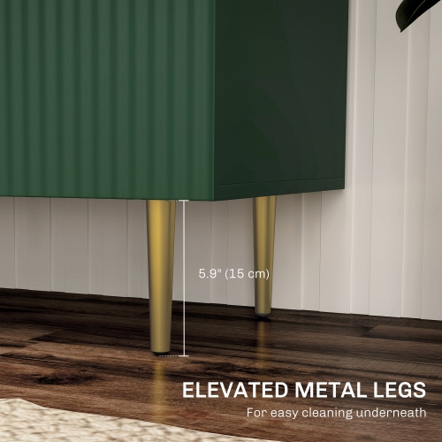 HOMCOM – Buffet, armoire de cuisine moderne avec 2 portes et tablettes réglables, armoire de bar à café cannelée avec pattes en métal pour couloir,