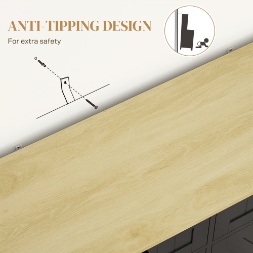 HOMCOM Farmhouse Tilt Out Garbage Cabinet, 10 Gallon Freestanding Kitchen Island with 2 Drawers and Spice Rack, Trash Cabinet with Storage for Dining