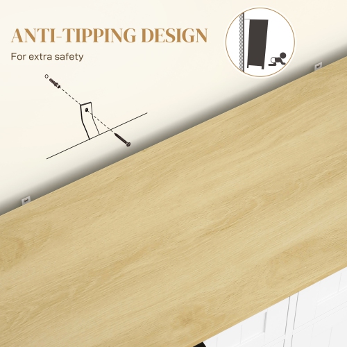 HOMCOM Tilt Out Garbage Cabinet, 10 Gallon Freestanding Kitchen Island with 2 Drawers, Beadboard Trash Cabinet with Storage for Dining Room, Hallway,