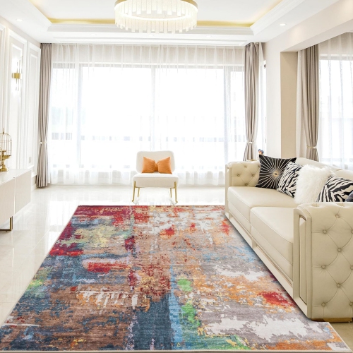 NIERBO  Mordern Area Rug, Non-Slip Washable Low Pile Soft Lightweight Thin Carpet Rugs for Bedroom Living Room Kitchen Indoor Home Décor - 5 X 7 Feet