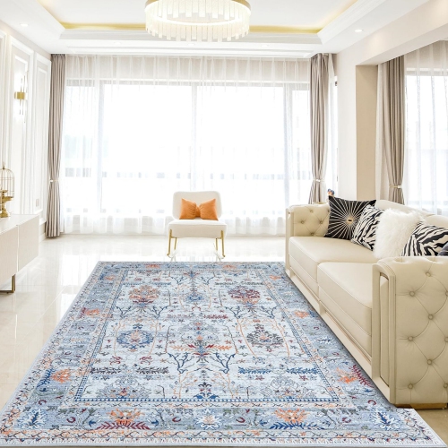 NIERBO  Mordern Area Rug, Non-Slip Washable Low Pile Soft Lightweight Thin Carpet Rugs for Bedroom Living Room Kitchen Indoor Home Décor - 5 X 7 Feet