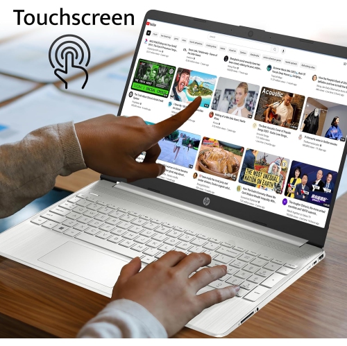 Open Box - HP 15.6" HD Touchscreen Laptop, Intel i3-1215U, 1TB PCIe SSD, 32GB DDR4 RAM, Intel UHD Graphics, 720p Camera, WiFi, Win11, Natural Silver