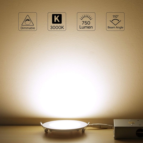 Lepro LED Pot Lights 4 Inch 12 Pack, 10W Dimmable Slim Recessed Lights with Junction Box, 750LM 3000K LED Ceiling Downlight for Kitchen Livingroom