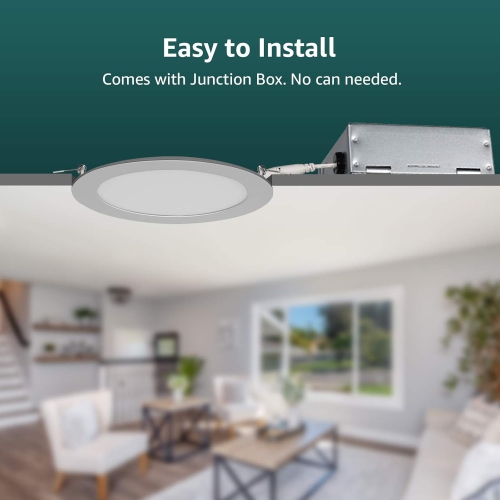 Lepro LED Pot Lights 4 Inch 12 Pack, 10W Dimmable Slim Recessed Lights with Junction Box, 750LM 3000K LED Ceiling Downlight for Kitchen Livingroom