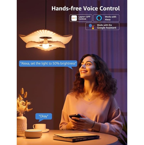 Lepro AI Smart Light Bulbs Music Sync, Thousands Dynamic Scenes, Wi-Fi & Bluetooth RGB Color Changing Light Bulbs, Built-in Voice Control Via Lepro