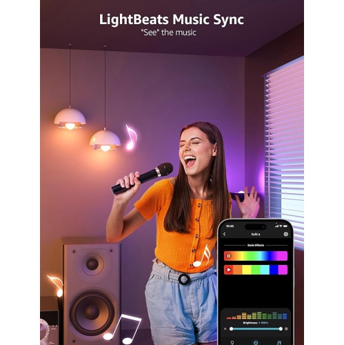 Lepro AI Smart Light Bulbs Music Sync, Thousands Dynamic Scenes, Wi-Fi & Bluetooth RGB Color Changing Light Bulbs, Built-in Voice Control Via Lepro