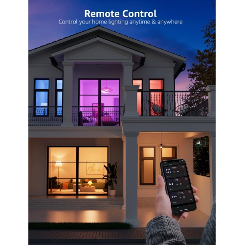 Lepro AI Smart Light Bulbs Music Sync, Thousands Dynamic Scenes, Wi-Fi & Bluetooth RGB Color Changing Light Bulbs, Built-in Voice Control Via Lepro