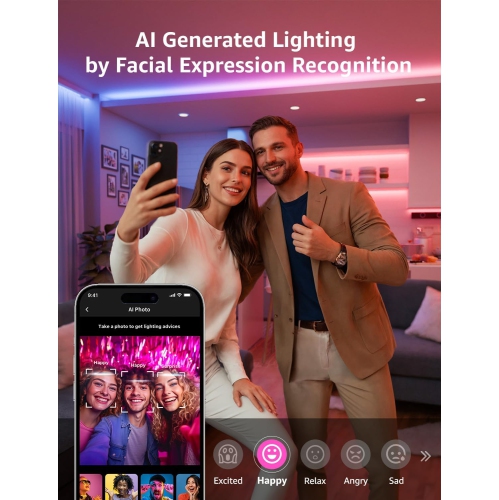 Lepro S1 AI LED Lights, LLM RGBIC Led Lights Strip for Bedroom, Work with Alexa & Google Smart LED Lights for Bedroom, Music Sync Led Strip Lights,