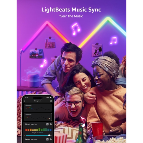 Lepro WL1 AI Glide Smart Wall Light, LLM RGBIC Glide Led Wall Lights, Work with Alexa/Google Assistant, Music Sync TV LED Backlight, Multi Segmented