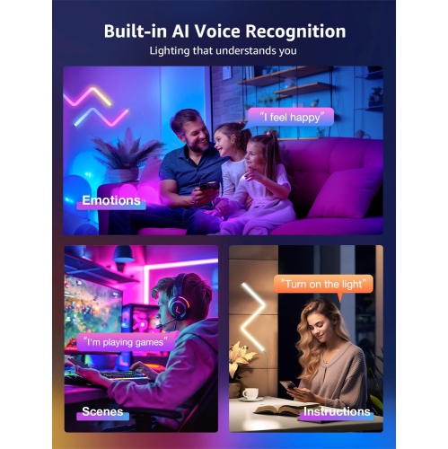 Lepro WL1 AI Glide Smart Wall Light, LLM RGBIC Glide Led Wall Lights, Work with Alexa/Google Assistant, Music Sync TV LED Backlight, Multi Segmented