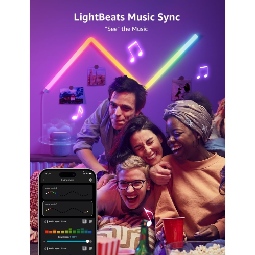 Lepro WL1 AI Glide Smart Wall Light, LLM RGBIC Glide Led Wall Lights, Work with Alexa/Google Assistant, Music Sync TV LED Backlight, Multi Segmented