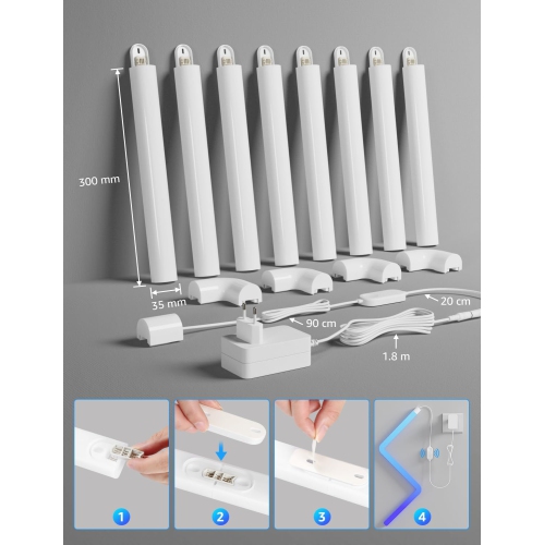 Lepro WL1 AI Glide Smart Wall Light, LLM RGBIC Glide Led Wall Lights, Work with Alexa/Google Assistant, Music Sync TV LED Backlight, Multi Segmented