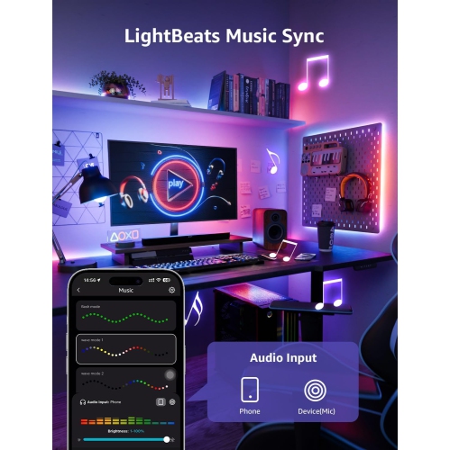 Lepro S1 AI LED Lights, LLM RGBIC LED Strip Lights, Work with Alexa & Google Led Lights Strip for Bedroom, Segmented DIY Led Light Strips, 32.8ft