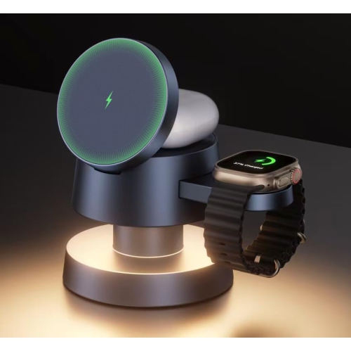 YOULIGHTS  for Iphone 16 Pro Max 4 In 1 Wireless Charging Station Cube \w Night-Lamp for Magsafe Magnetic Charger, 22.5 W Travel Stand, 3 In 1 Fast