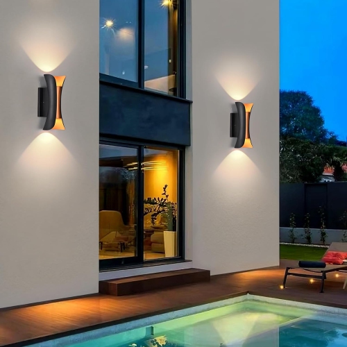 Outdoor Light Wall Mount Modern Porch Wall Sconces LED 20W 3000K Up and Down Wall Lights Aluminum Exterior Light Fixture Suitable for Living