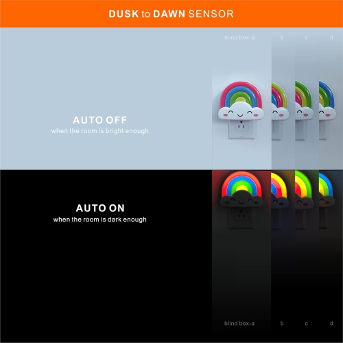 Rainbow Night Light,0.5w Plug in Night Light for Kids, LED Dusk to Dawn Sensor Cute Nursery Gift Nightlight for Baby Children Girl Boy Toddler