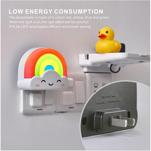 Rainbow Night Light,0.5w Plug in Night Light for Kids, LED Dusk to Dawn Sensor Cute Nursery Gift Nightlight for Baby Children Girl Boy Toddler