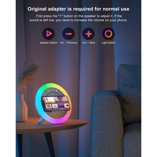 Bluetooth Speaker with Lights, Wireless Charging Speaker, Best Birthday Gift Ideas Teenage,Applicable for Bedroom/Teen Girl Gifts/Please use The