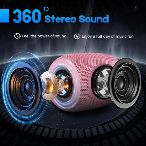 Portable Bluetooth Speaker, BT5.3 Wireless Speaker 20W Bass Diaphragms with Multi LED Light Dynamic Modes, IPX6 Waterproof 16H Playtime supports FM