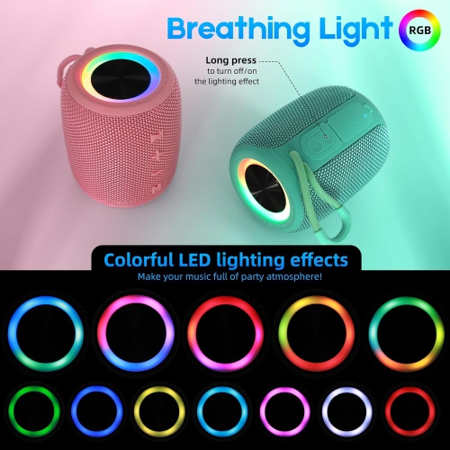 Portable Bluetooth Speaker, BT5.3 Wireless Speaker 20W Bass Diaphragms with Multi LED Light Dynamic Modes, IPX6 Waterproof 16H Playtime supports FM