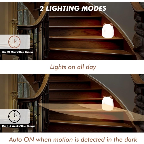Veilleuse à DEL avec capteur de mouvement pour enfants, chambre de bébé et adulte, lampe de table de chevet rechargeable à piles 4000 K blanc chaud