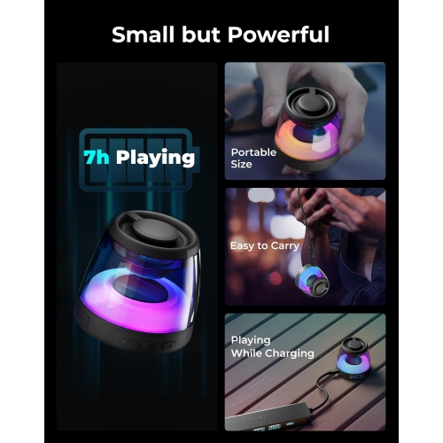 Magnetic Bluetooth Speaker, Portable Bluetooth Speaker with RGB Light, Waterproof Wireless Speaker, Phone Stand
