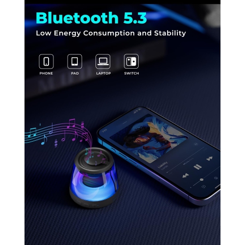 Magnetic Bluetooth Speaker, Portable Bluetooth Speaker with RGB Light, Waterproof Wireless Speaker, Phone Stand