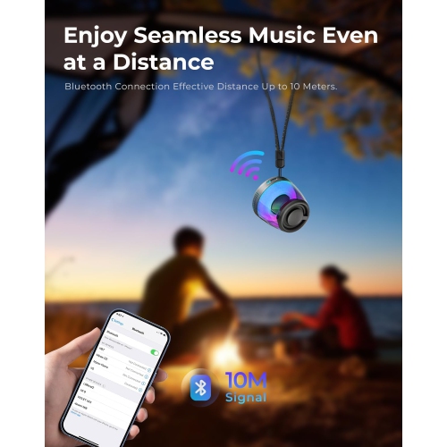 Magnetic Bluetooth Speaker, Portable Bluetooth Speaker with RGB Light, Waterproof Wireless Speaker, Phone Stand