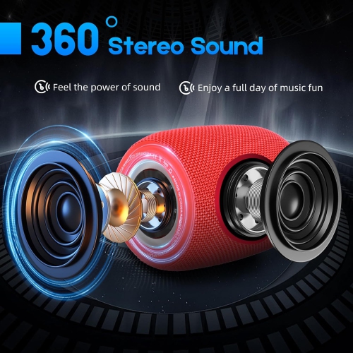 Portable Bluetooth Speaker, BT5.3 Wireless Speaker 20W Bass Diaphragms with Multi LED Light Dynamic Modes, IPX6 Waterproof 16H Playtime supports FM