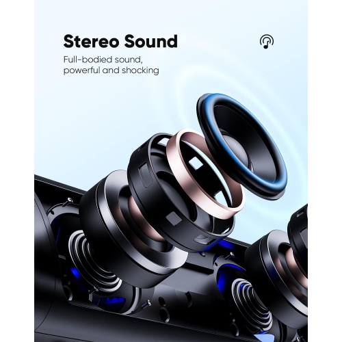 Haut-parleur Bluetooth avec son HD, sans fil portatif, étanche IPX5, temps de lecture jusqu'à 20 h, jumelage TWS, BT5.3, pour