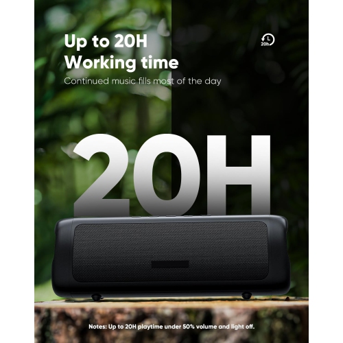 Haut-parleur Bluetooth avec son HD, sans fil portatif, étanche IPX5, temps de lecture jusqu'à 20 h, jumelage TWS, BT5.3, pour