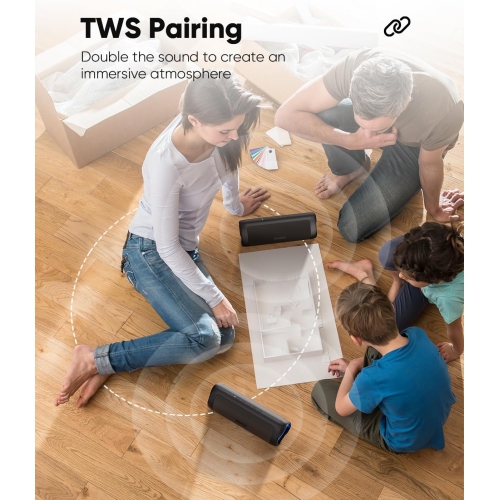 Haut-parleur Bluetooth avec son HD, sans fil portatif, étanche IPX5, temps de lecture jusqu'à 20 h, jumelage TWS, BT5.3, pour