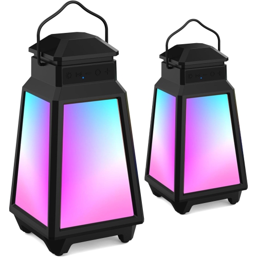 1pcs-Outdoor Speakers, Wireless Bluetooth Speaker with 8 Switchable Lights, Multi-Sync up to 100 Speakers, Built-in HD Stereo Sound System, 4