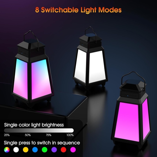 1pcs-Outdoor Speakers, Wireless Bluetooth Speaker with 8 Switchable Lights, Multi-Sync up to 100 Speakers, Built-in HD Stereo Sound System, 4