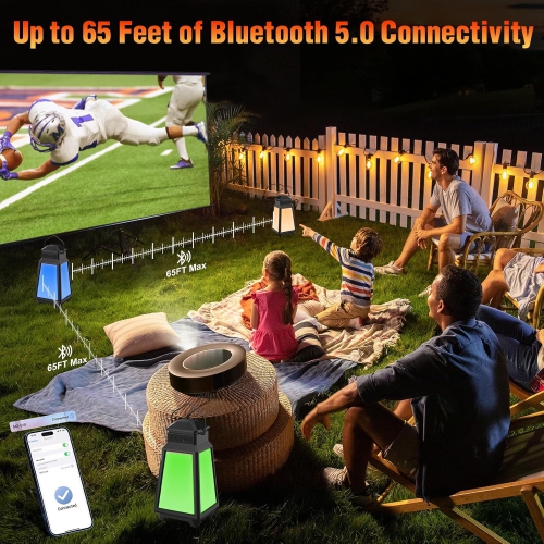 1pcs-Outdoor Speakers, Wireless Bluetooth Speaker with 8 Switchable Lights, Multi-Sync up to 100 Speakers, Built-in HD Stereo Sound System, 4