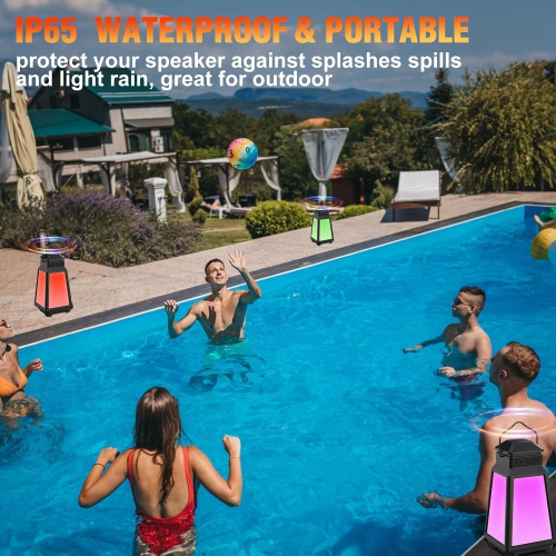 1pcs-Outdoor Speakers, Wireless Bluetooth Speaker with 8 Switchable Lights, Multi-Sync up to 100 Speakers, Built-in HD Stereo Sound System, 4
