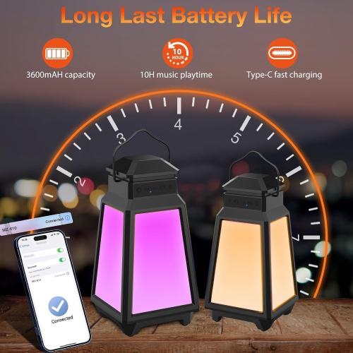 1pcs-Outdoor Speakers, Wireless Bluetooth Speaker with 8 Switchable Lights, Multi-Sync up to 100 Speakers, Built-in HD Stereo Sound System, 4