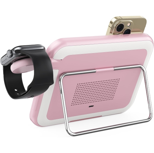 3 in 1 Foldable Magnetic Wireless Charger with Cosmetic Mirror,Makeup Mirror with Light,3-in-1 Charging Station,Charging Stand,for iPhone12-16,Apple