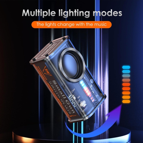 Portable Bluetooth Speaker with Lights, Transparent Wireless Mini Bluetooth Speaker with TWS, Perfect Small Speaker HD Sound and Bass for Office,